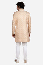 Silk Floral Embroidered Sherwani Set