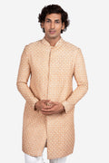 Beige Silk Embroidered Sherwani Set