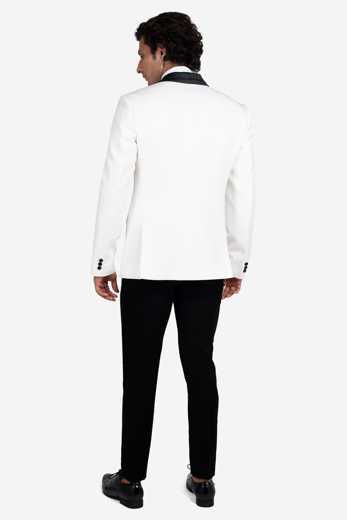 Vanilla White Shawl Lapel Hand-Embroidered Tuxedo Set
