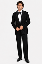 Black Geometric Jaal Hand-Embroidered Tuxedo Set