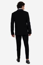 Black Geometric Jaal Hand-Embroidered Tuxedo Set