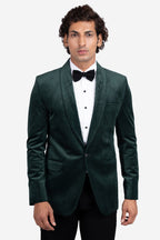 Green Velvet Shawl Lapel Tuxedo Set