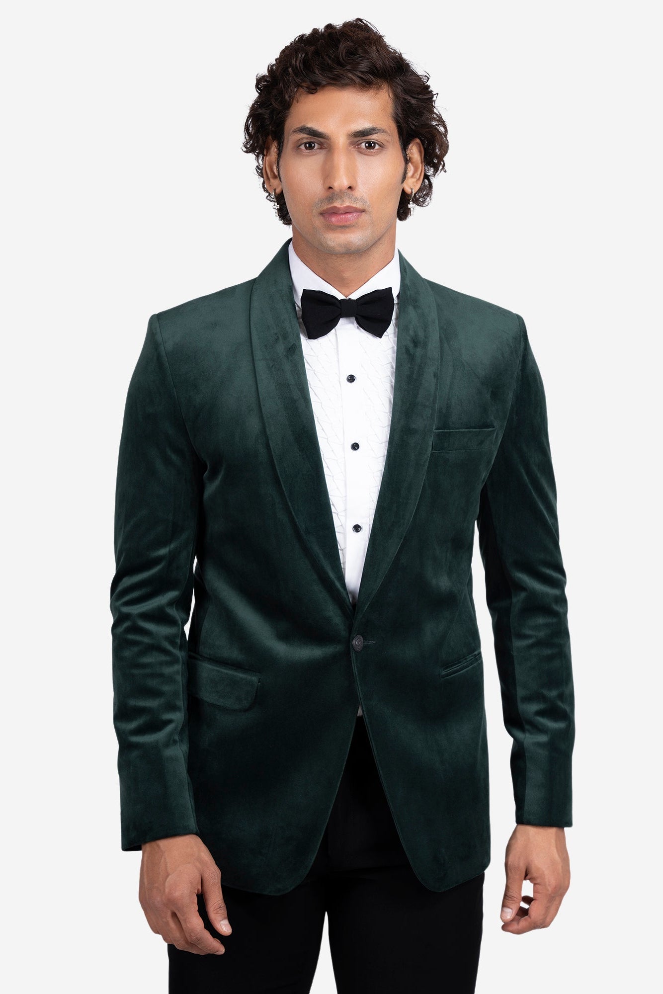 Green Velvet Shawl Lapel Tuxedo Set