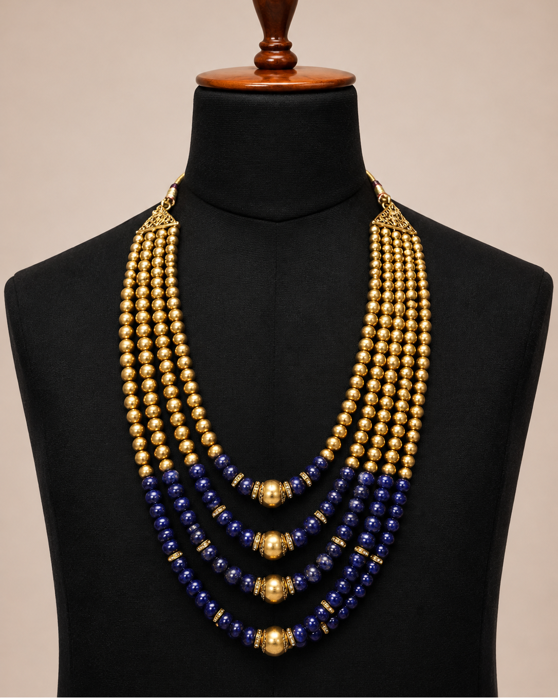 Gold and Blue Pearl Mala