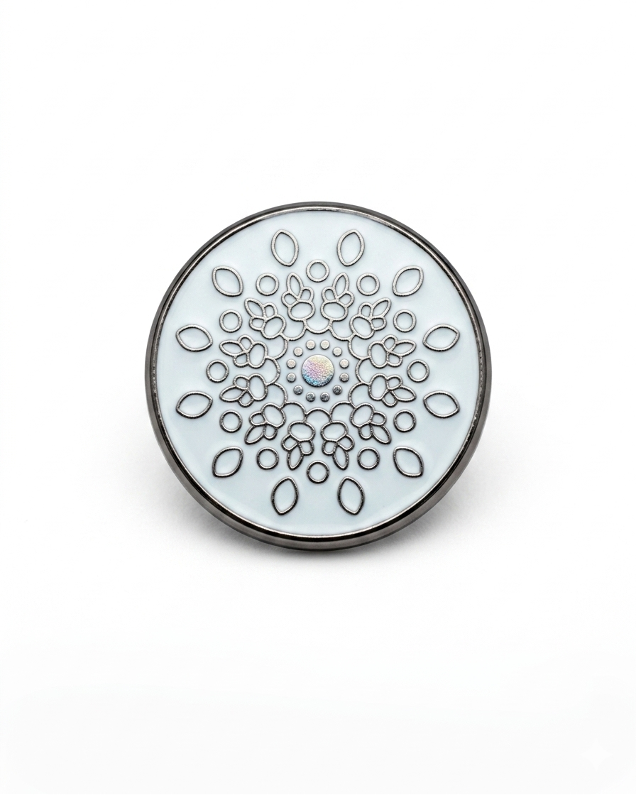 Silver Mandala Button