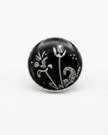 Black & Silver Botanical Button