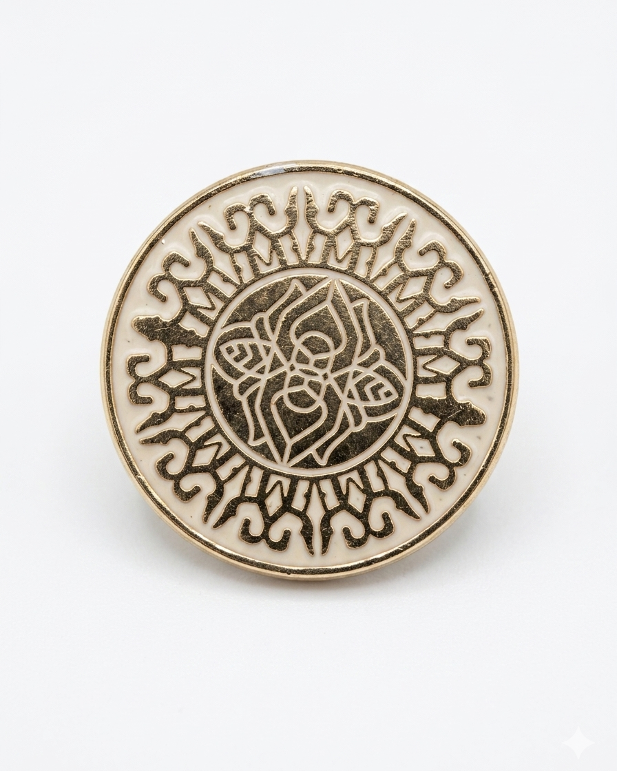 Ivory & Antique Gold Rose Button