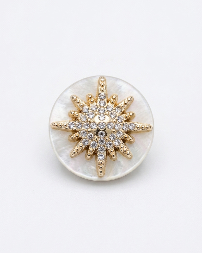White & Gold Starburst Button