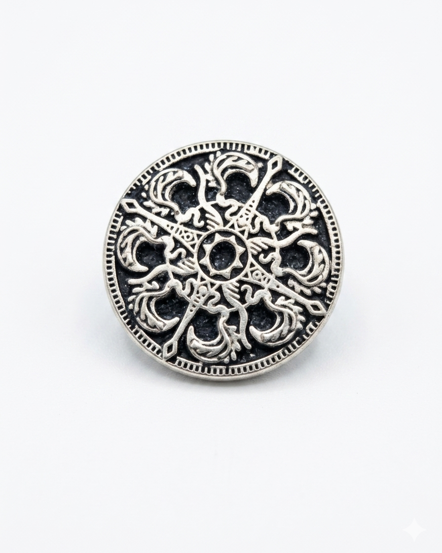 Silver & Grey Medallion Button