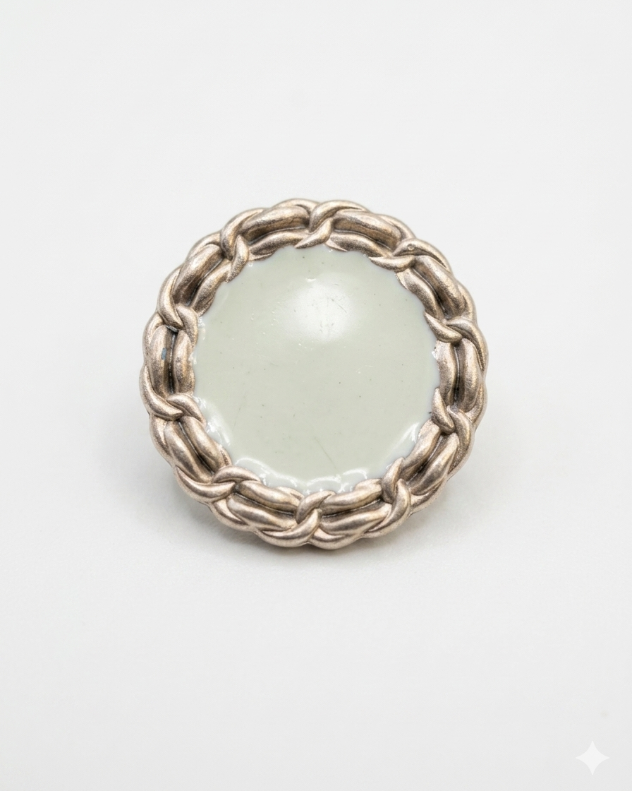 White & Gold Chain-Rim Button