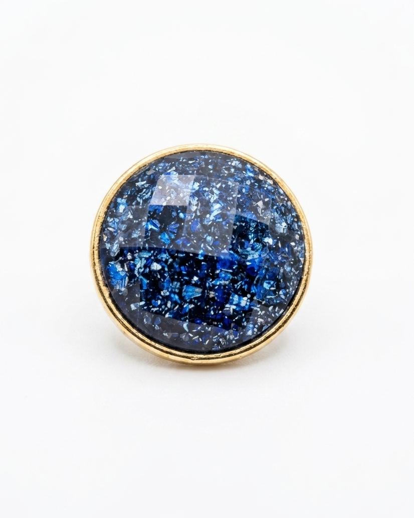 Blue & Gold Druzy Button