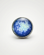 Blue Floral Cabochon Button