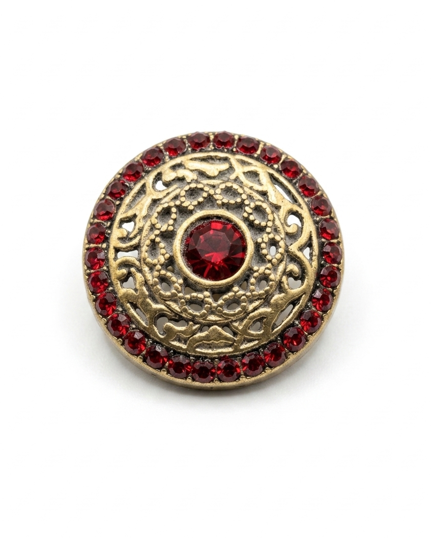 Red & Gold Antique Button