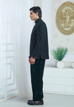 Embroidered Green Velvet Indowestern Set
