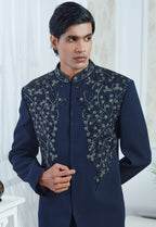 Embroidered Blue Indowestern Set