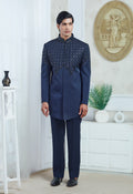 Blue Embroidered Indowestern Set