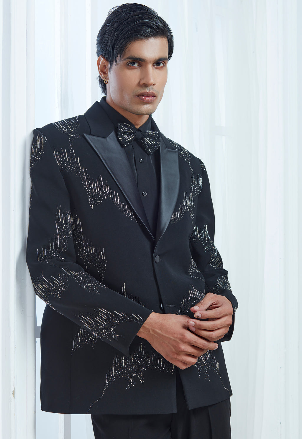 Embriodered Black Tuxedo Set