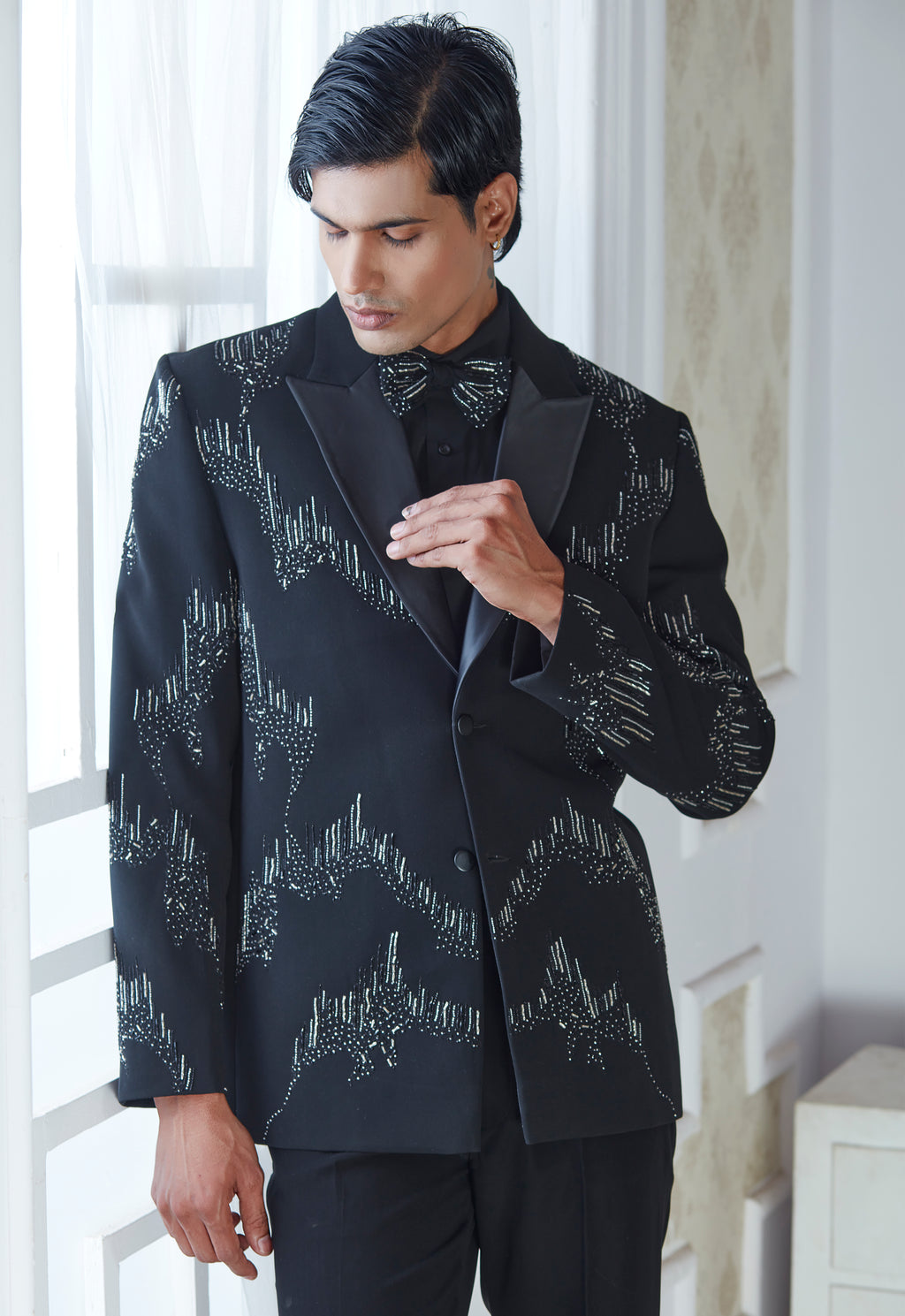 Embriodered Black Tuxedo Set