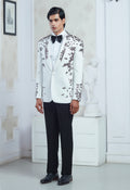 Embroidered White Tuxedo Set