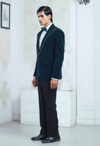 Embroidered Green Velvet Tuxedo