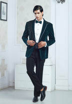 Embroidered Green Velvet Tuxedo