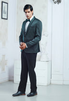 Green Spolyster Satin Embroidered Indowestern Set