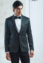 Green Spolyster Satin Embroidered Indowestern Set