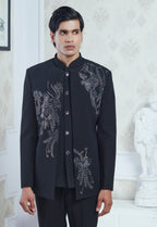 Embroidered Black Indowestern Set