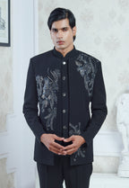 Embroidered Black Indowestern Set