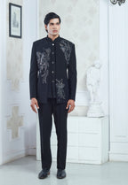 Embroidered Black Indowestern Set