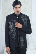 Embroidered Black Indowestern Set