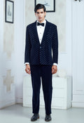 Embroidered Navy Blue Tuxedo