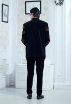 Embroidered Black Velvet Indowestern Set