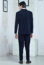 Embroidered Navy Blue Tuxedo
