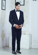 Embroidered Navy Blue Tuxedo