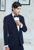 Embroidered Navy Blue Tuxedo