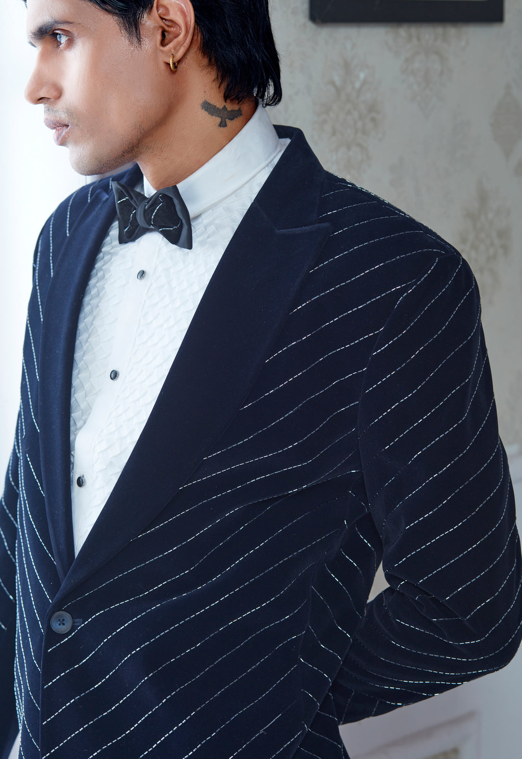 Embroidered Navy Blue Tuxedo