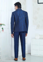 Blue Silk Embroidered Jodhpuri Set