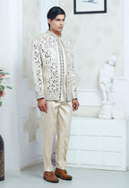 Embroidered Mirror Work Indowestern Set