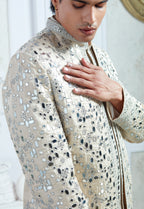 Embroidered Mirror Work Indowestern Set