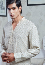 Champagne Velvet Embroidered Indowestern Set
