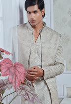 Champagne Velvet Embroidered Indowestern Set