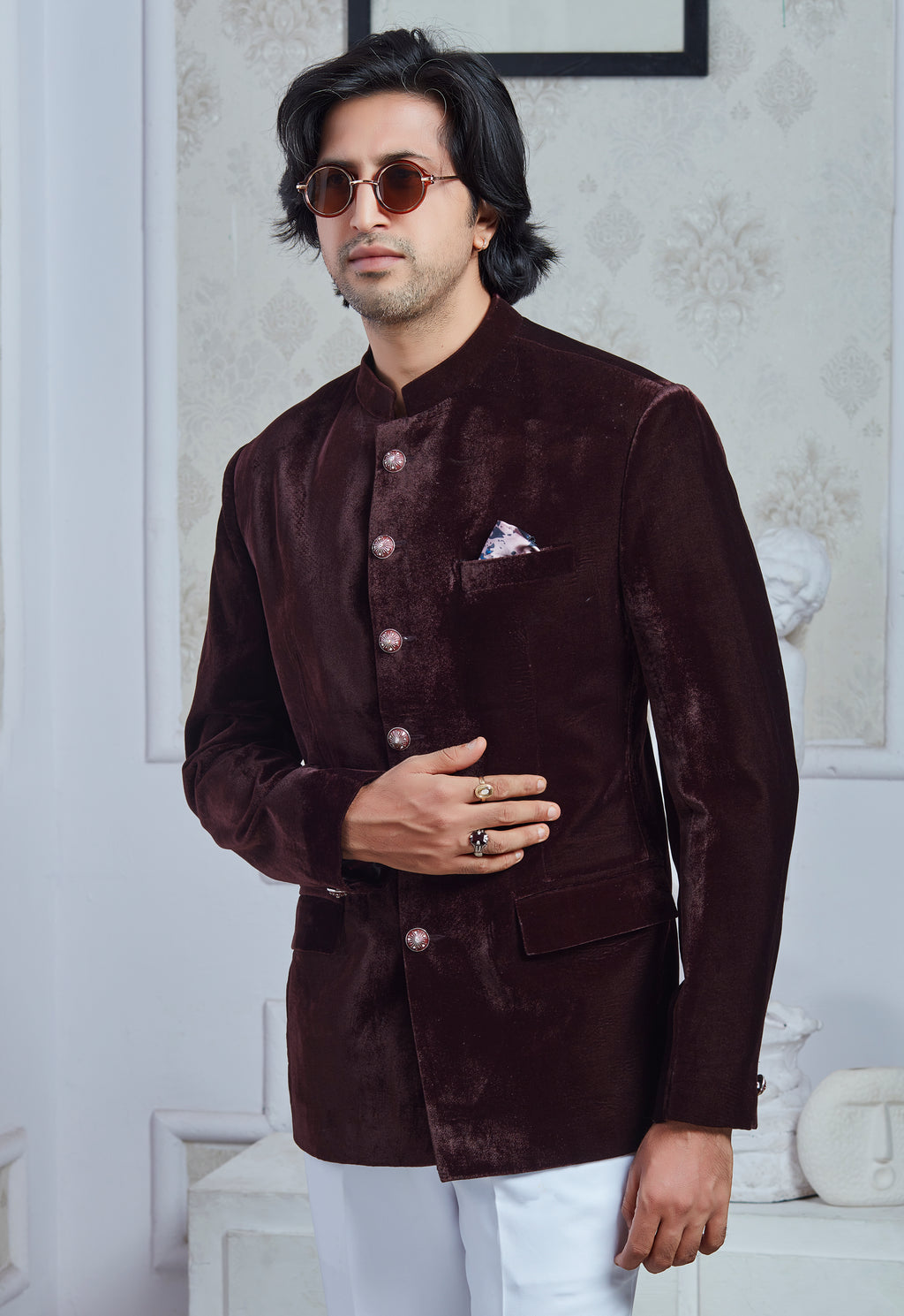 Wine Velvet Jodhpuri