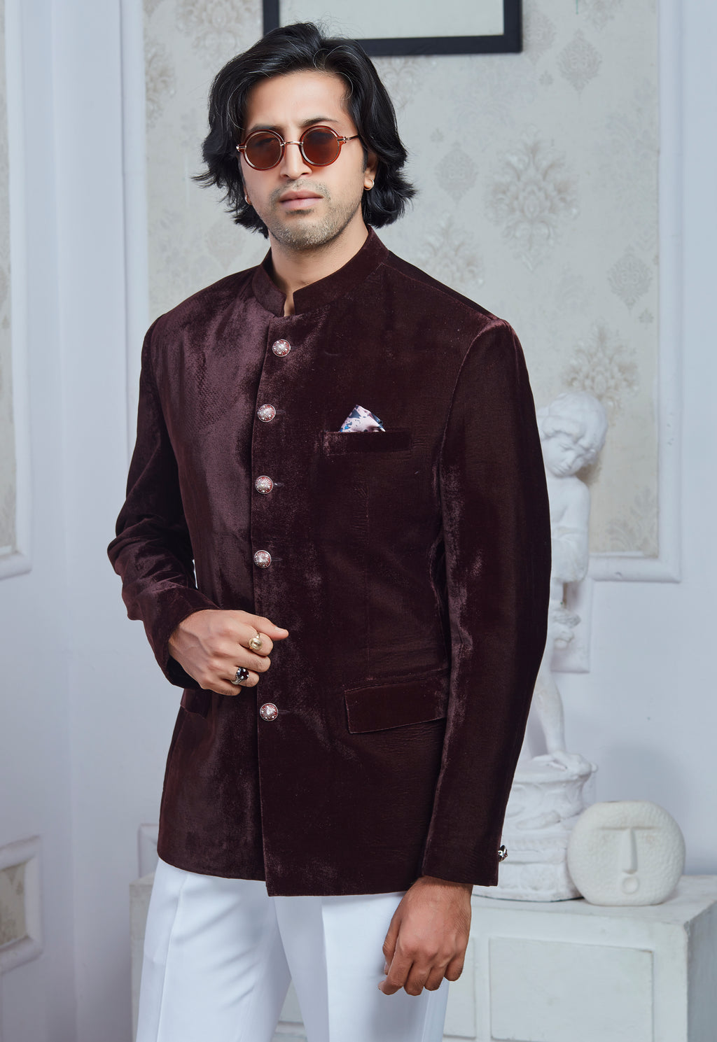 Wine Velvet Jodhpuri