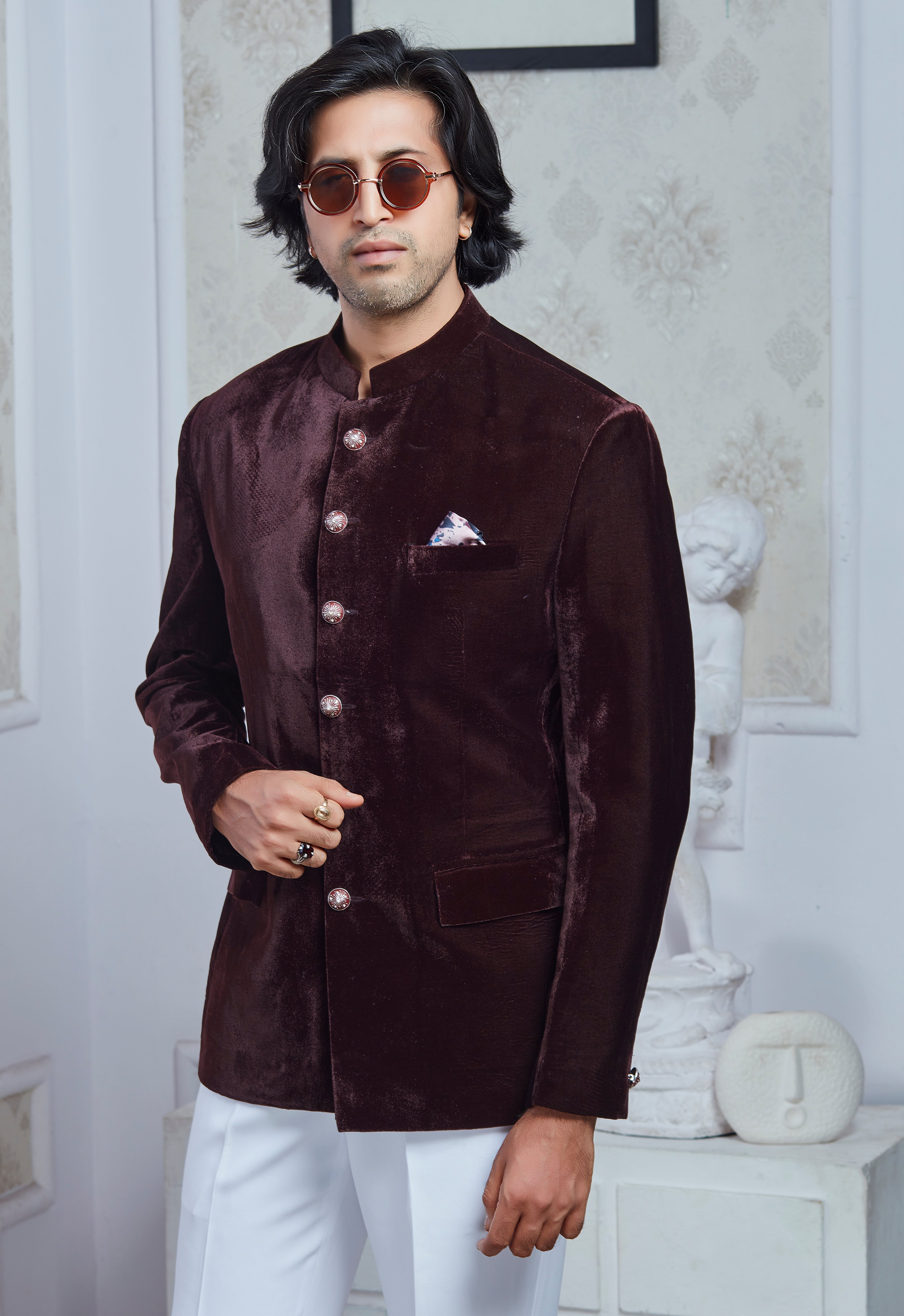 Wine Velvet Jodhpuri