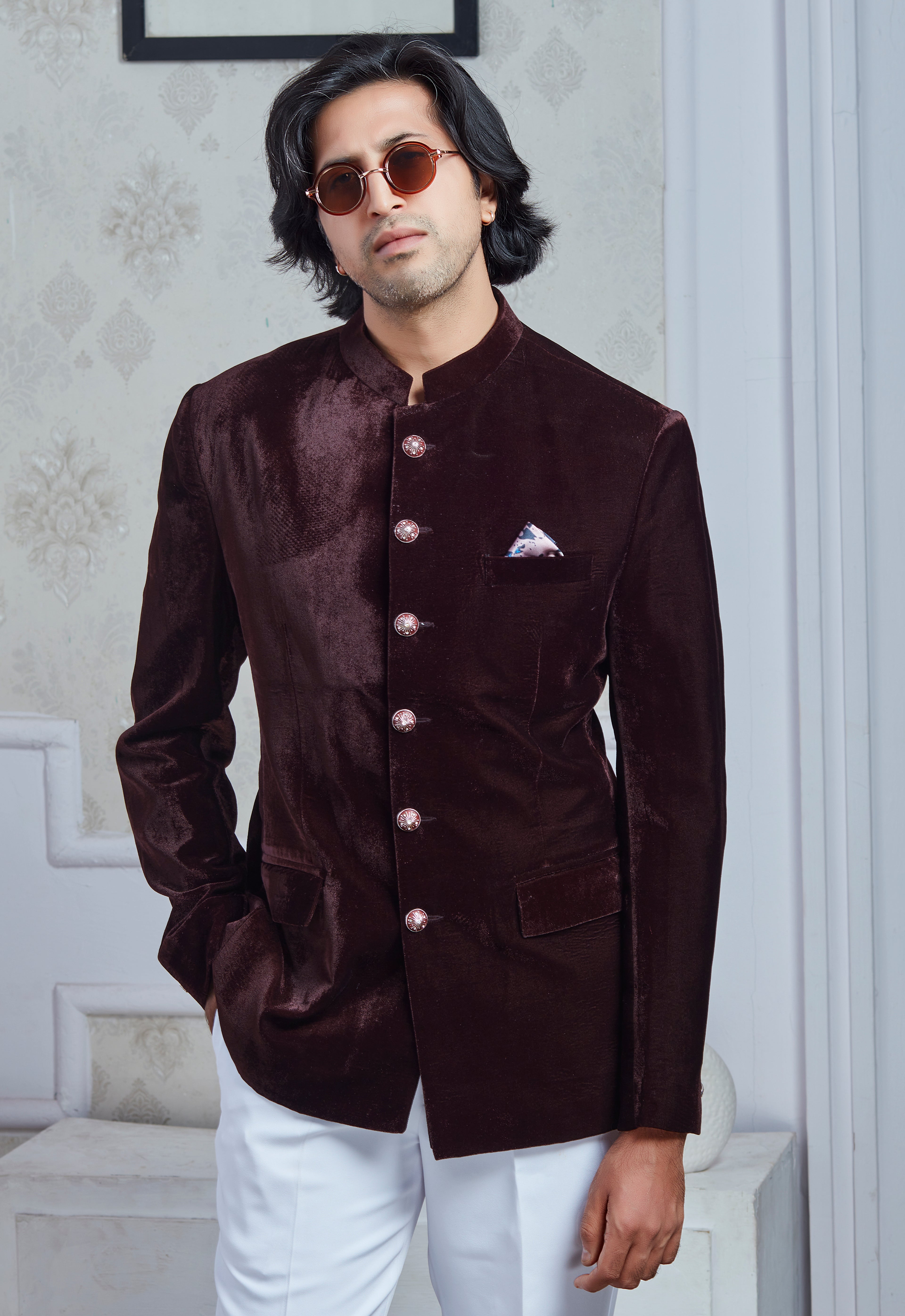 Wine Velvet Jodhpuri