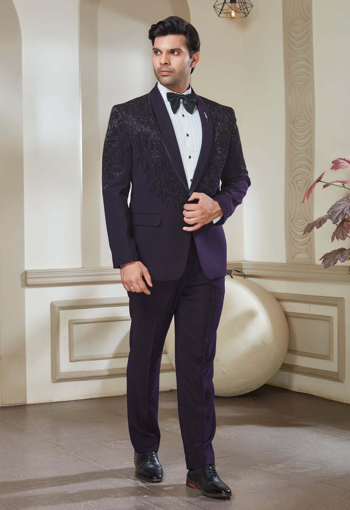 Embroidered Tuxedo Set