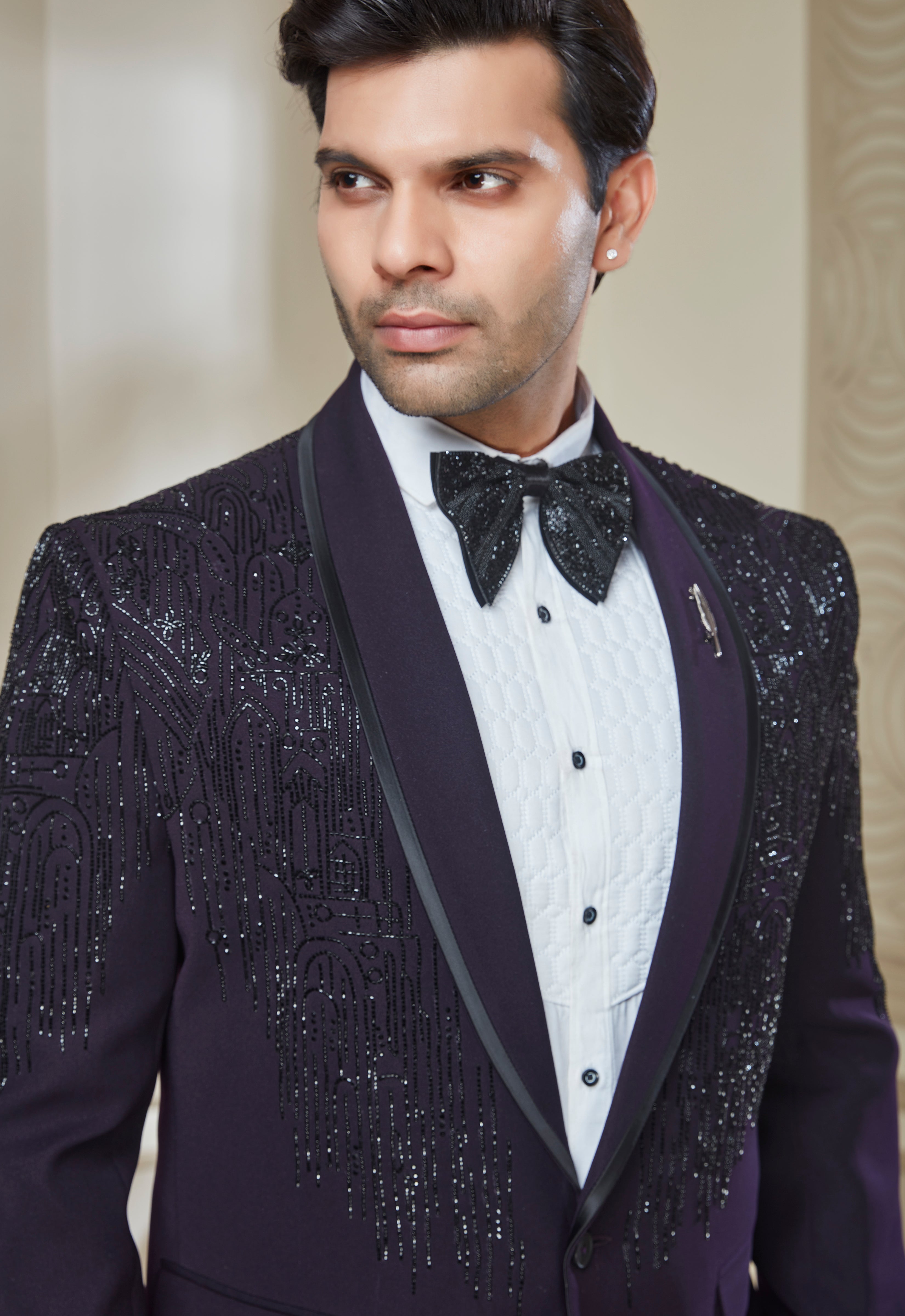 Embroidered Tuxedo Set