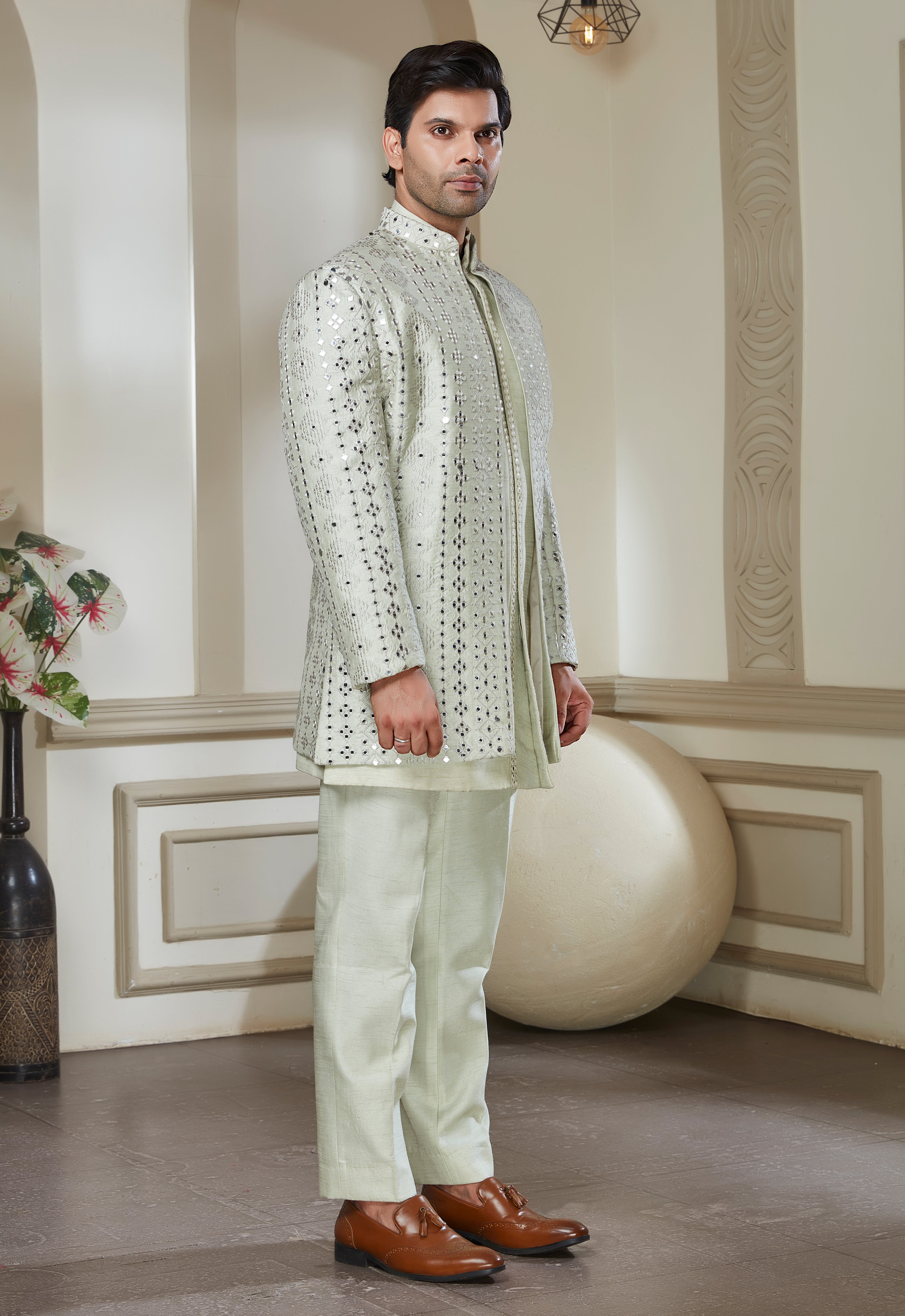Mirror Embroidered Indo Western Set