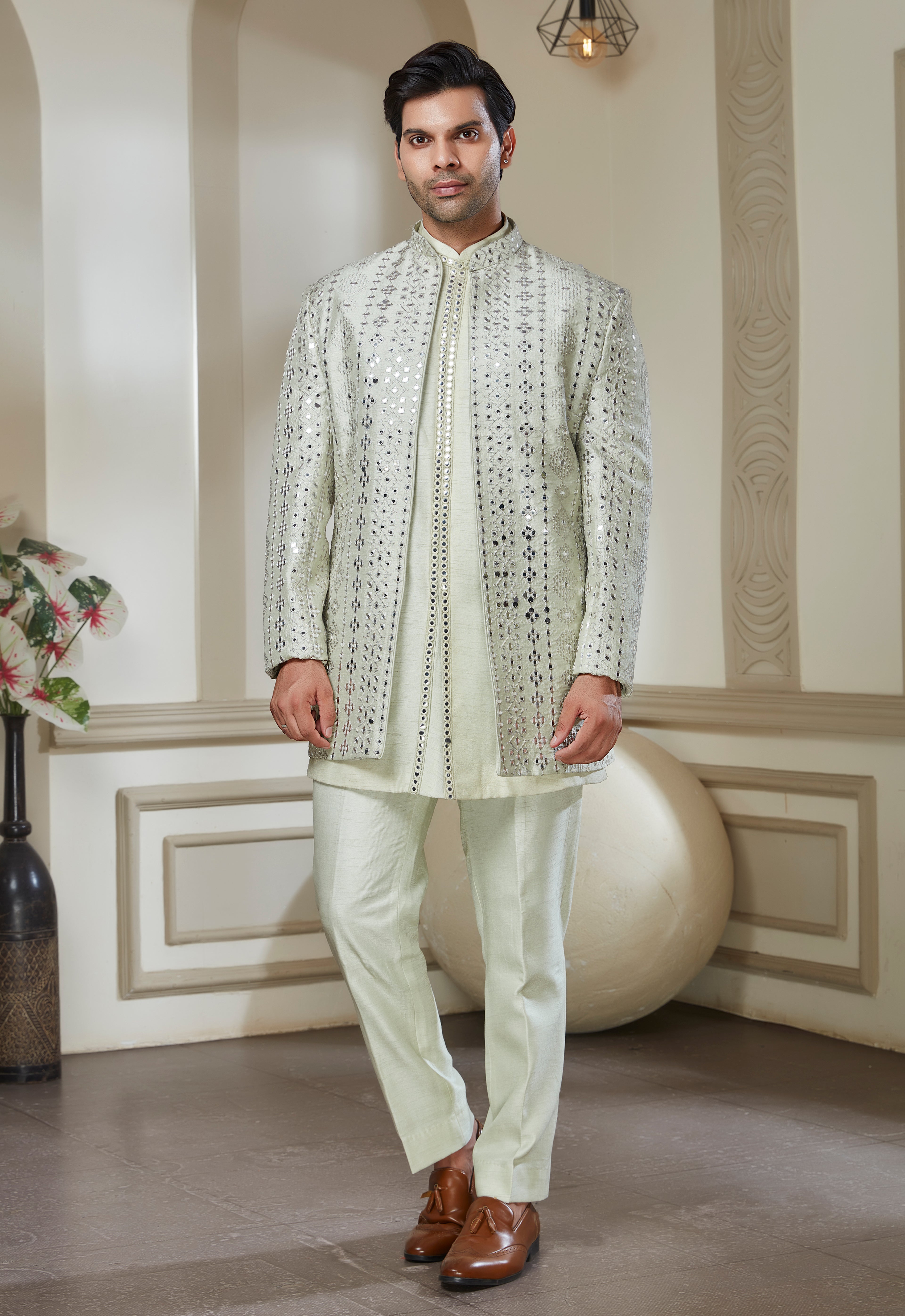 Mirror Embroidered Indo Western Set